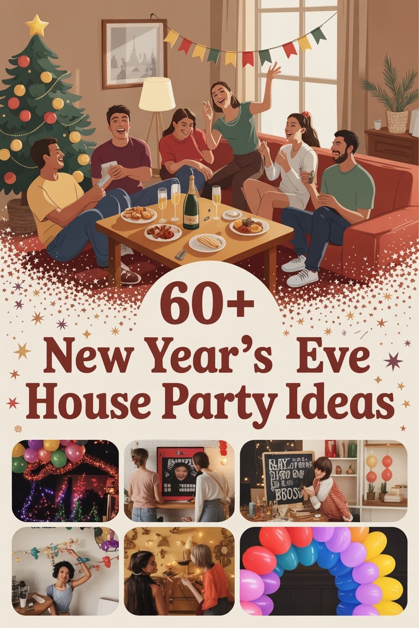 60+ New Year’s Eve House Party Ideas- merge 5-6 related images and add text above it 60+ New Year’s Eve House Party Ideas