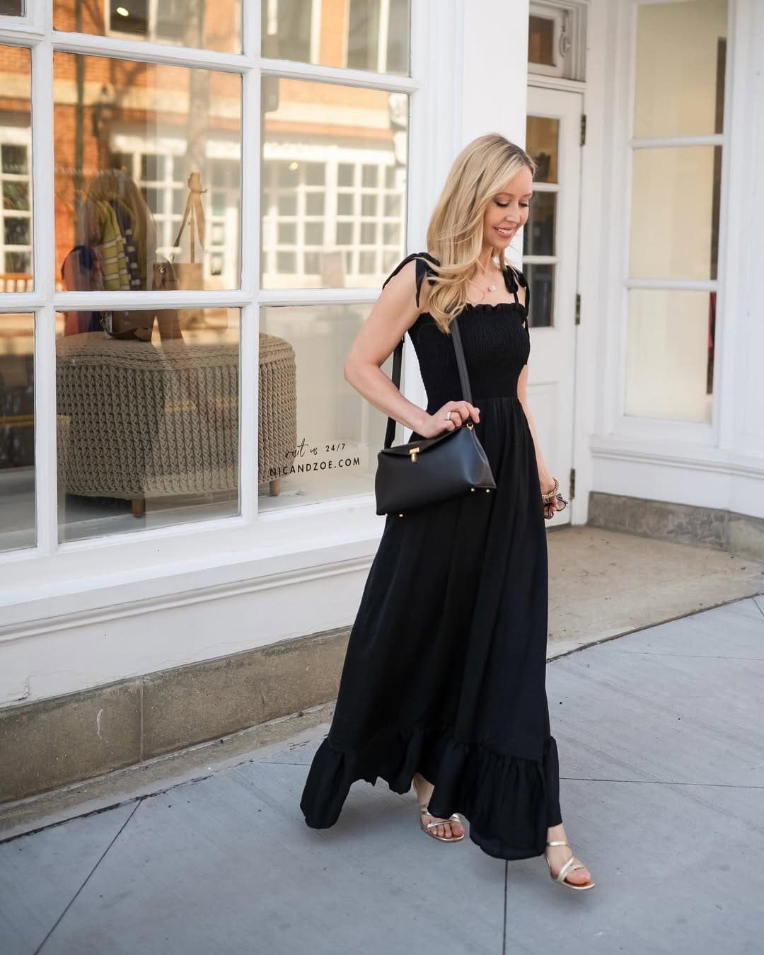 All-Black Satin Set + Gold Heels