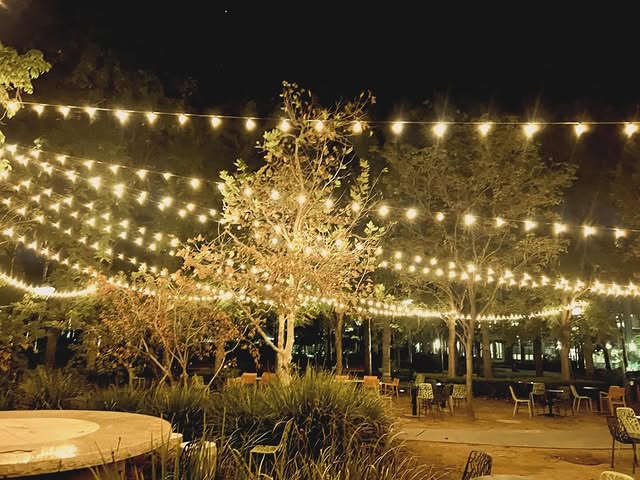 String lights or lanterns outdoors