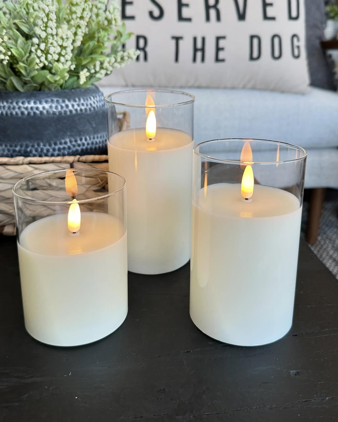 Flickering LED candles in jars
