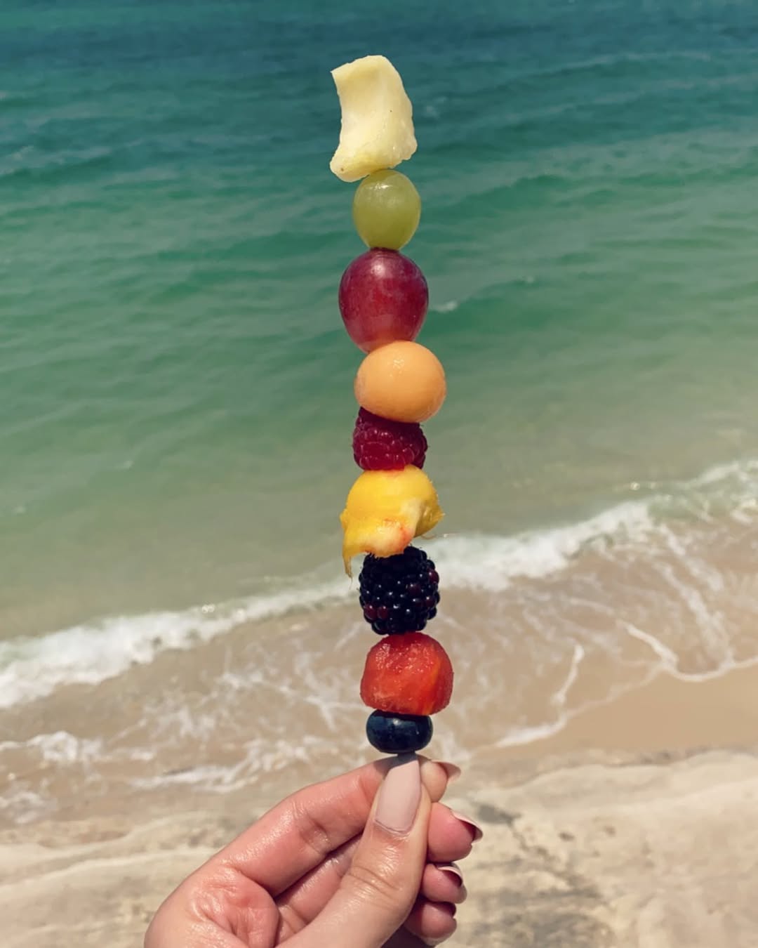 Fruit skewers (berries, melon, grapes)