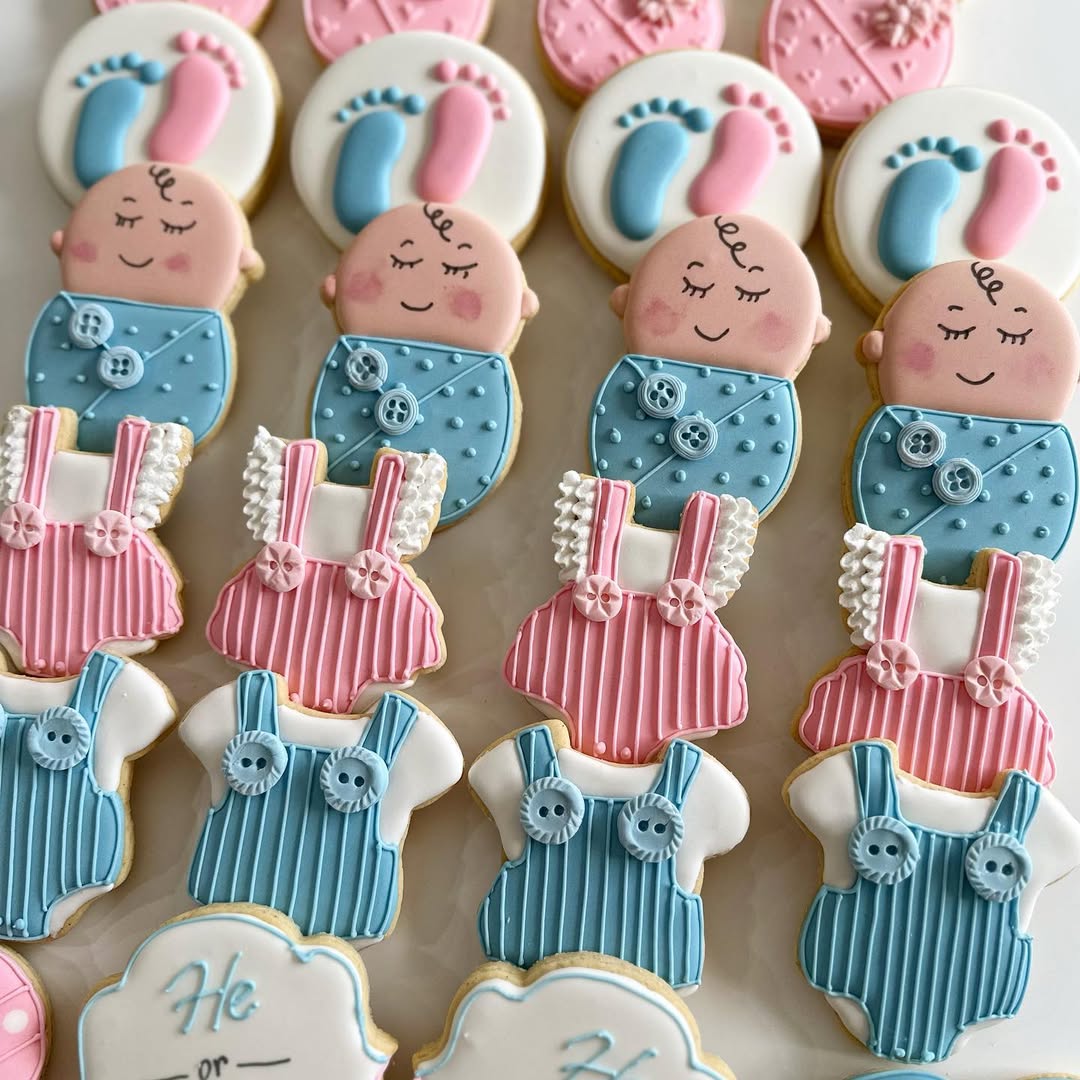 Homemade cookies with pastel icing.