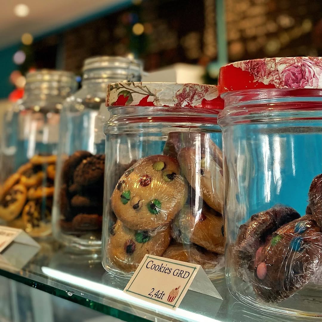 Mason jars with homemade cookies