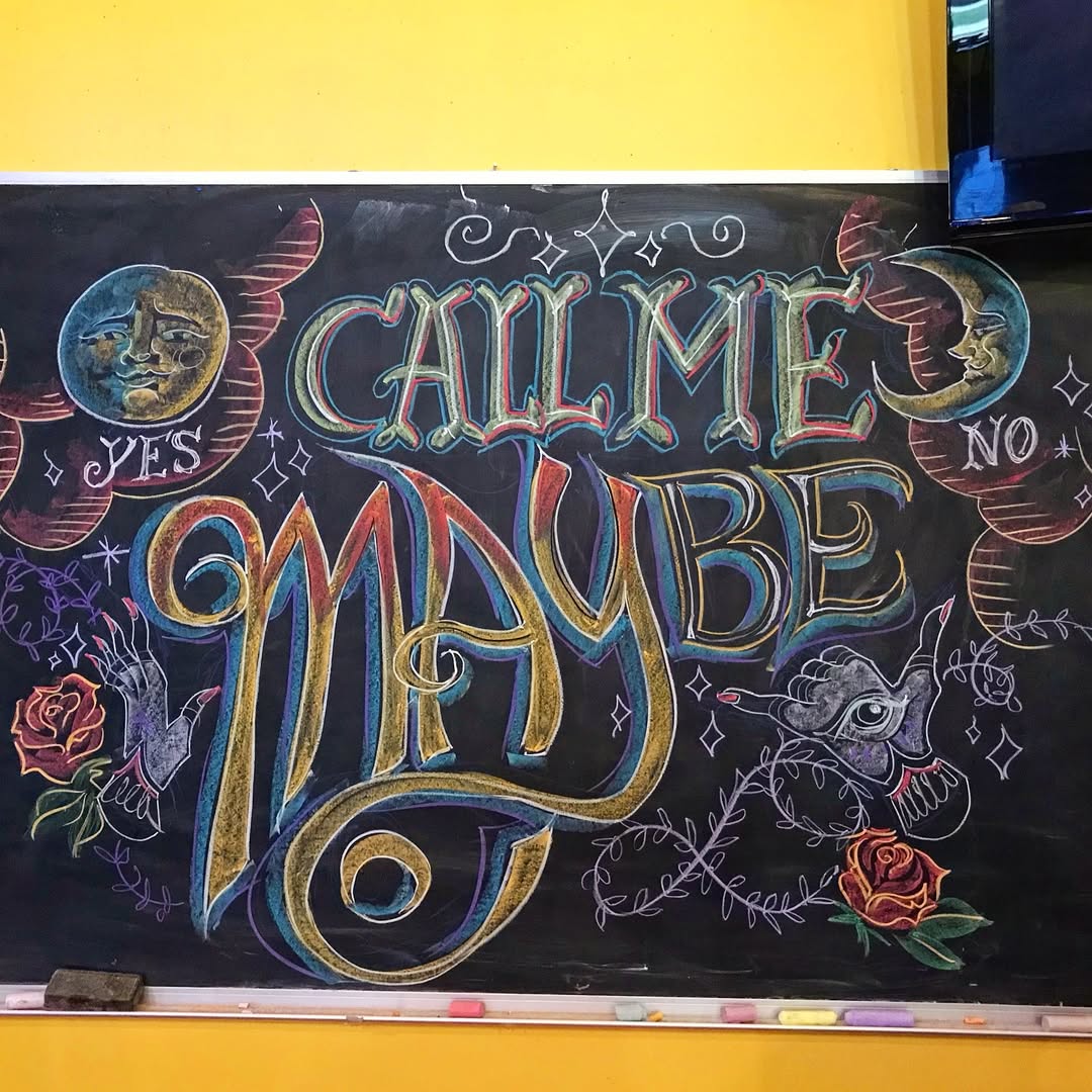 Chalkboard wall with fun doodles