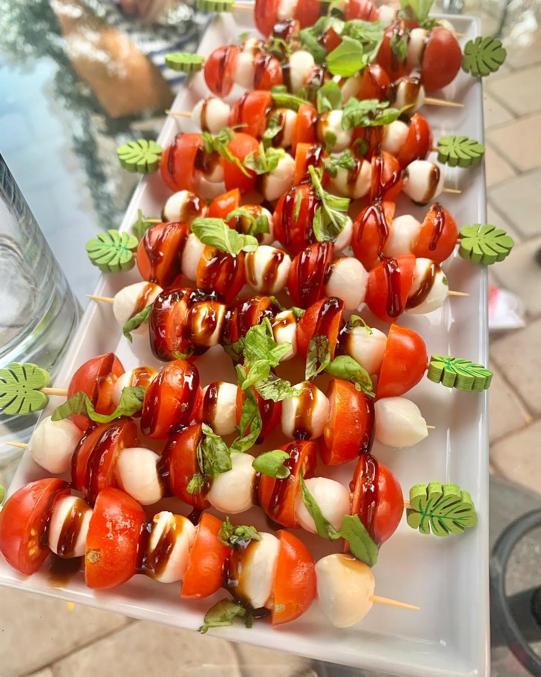 Mini Caprese skewers (mozzarella, tomato, basil)