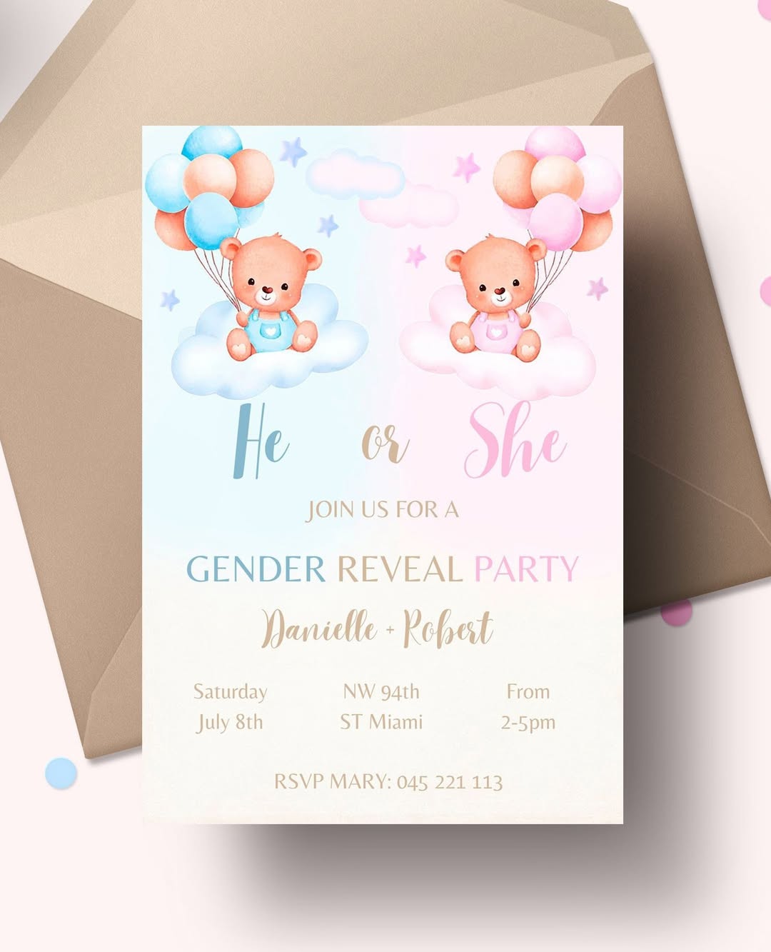 Printable gender reveal posters.