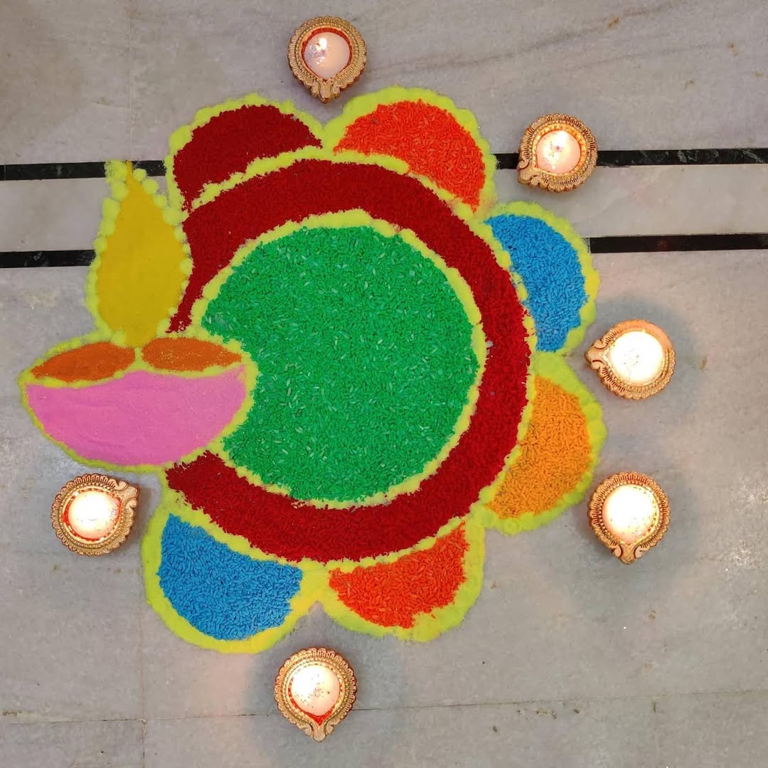 Rice & lentil rangoli art