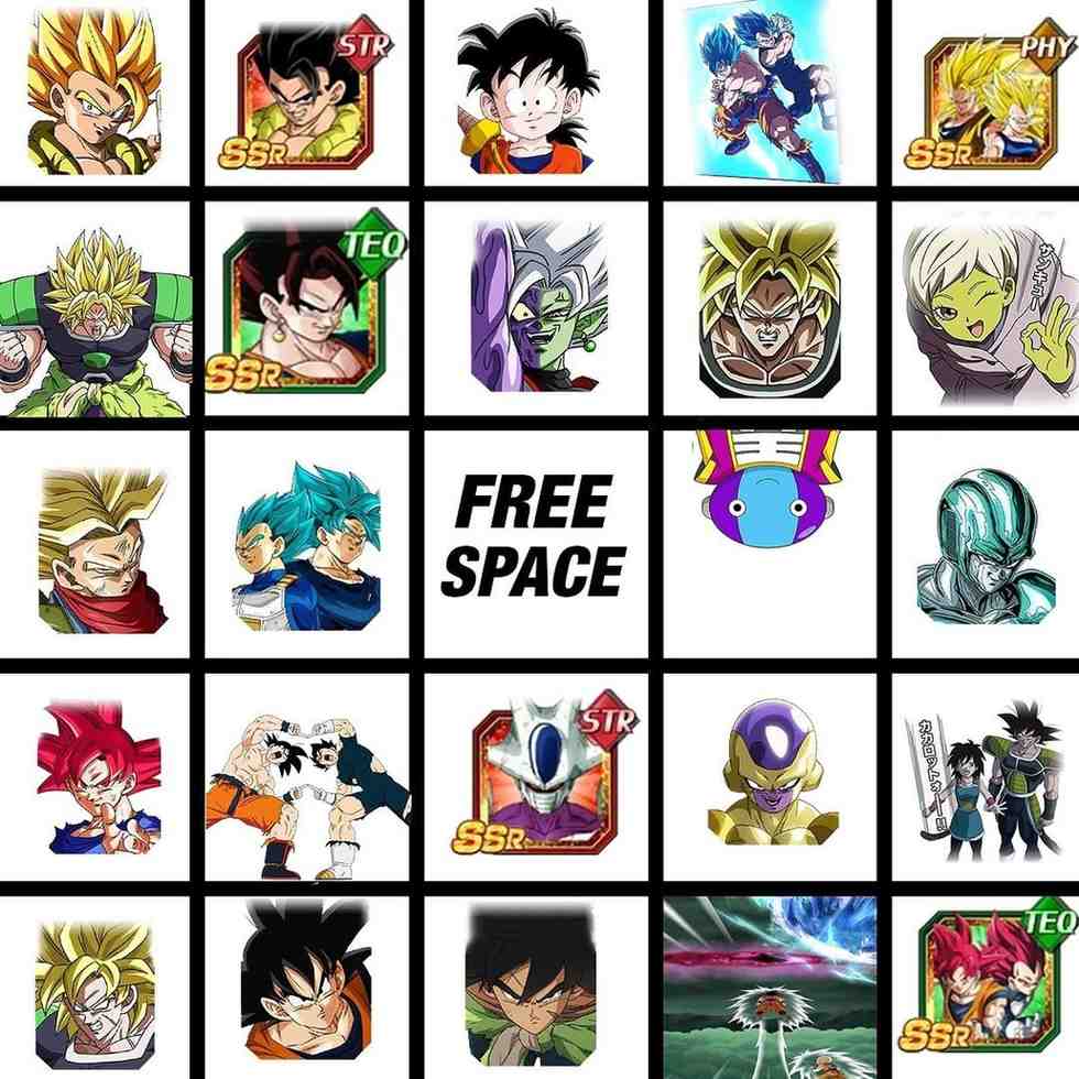 DBZ Bingo Cards