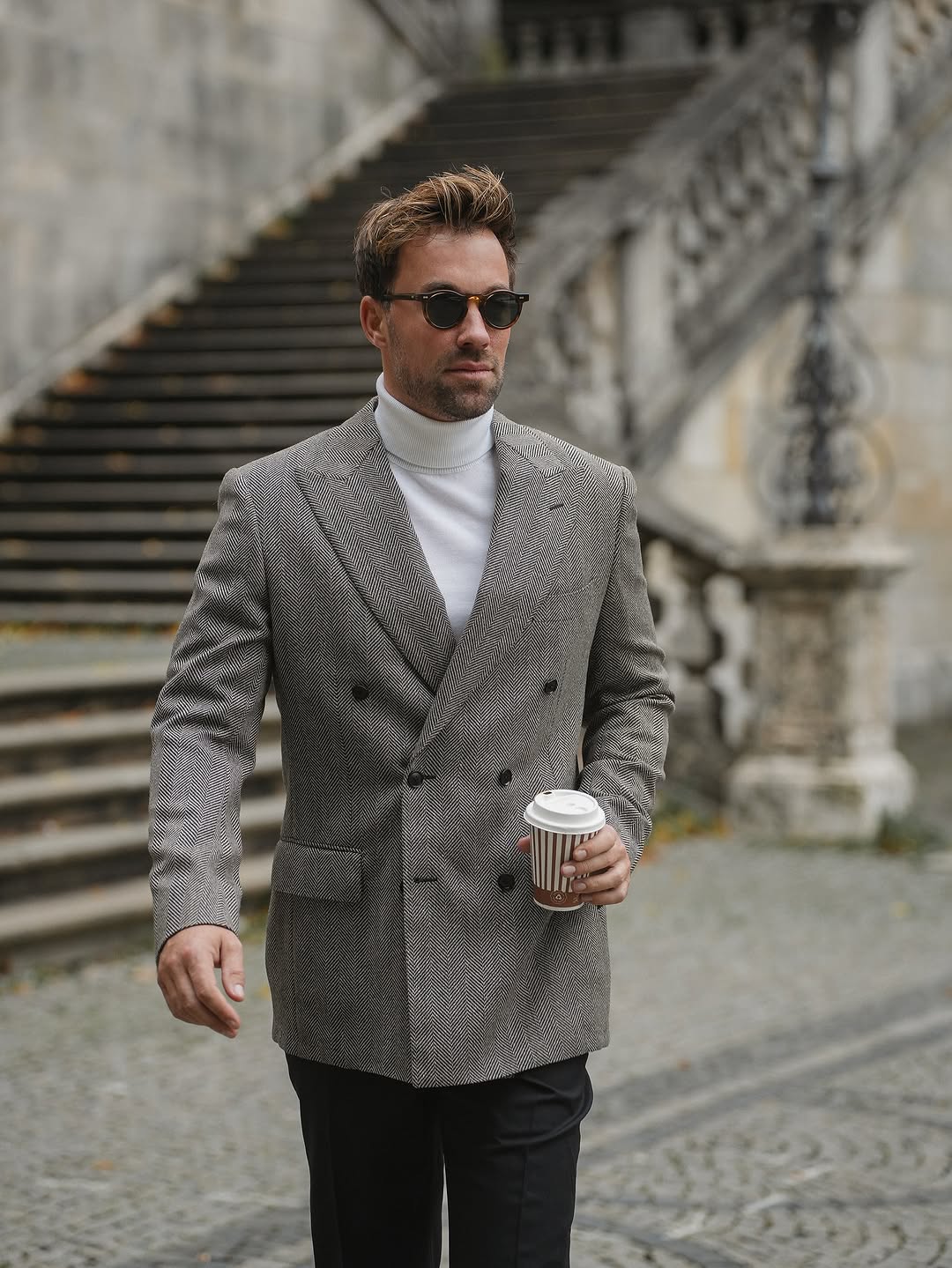 Turtleneck with Checked Blazer