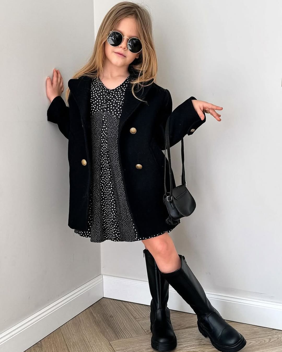 Black velvet suit with black boots