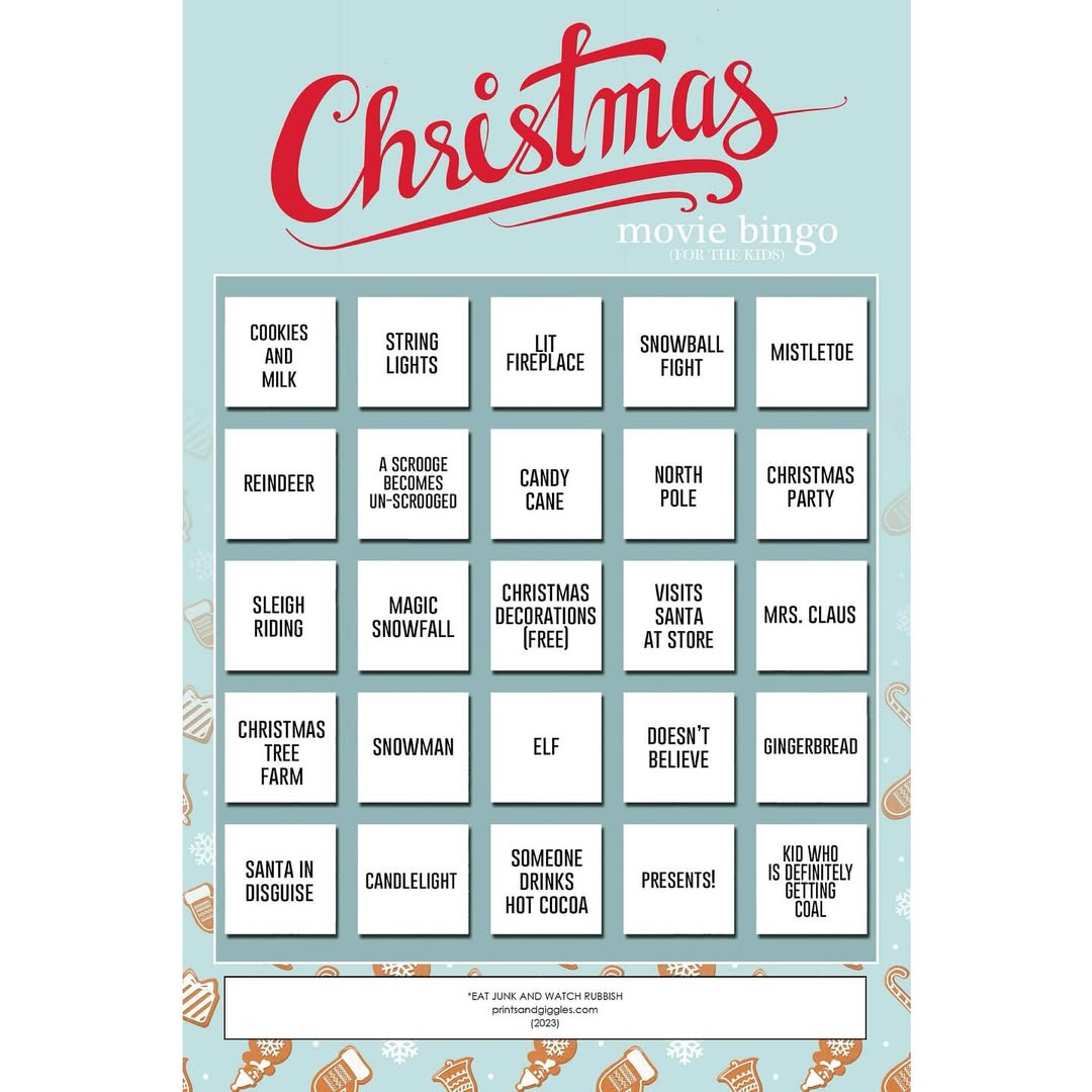 Christmas Movie Bingo