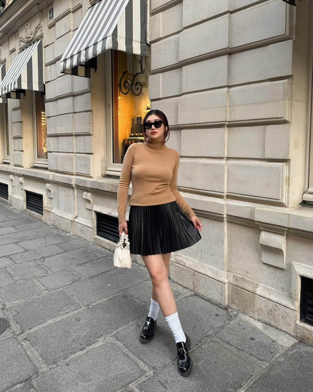 Cute Sweatshirt and Leather Skirt