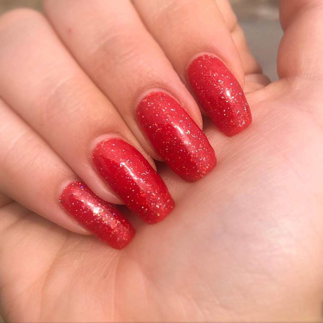 Glossy Red Nails