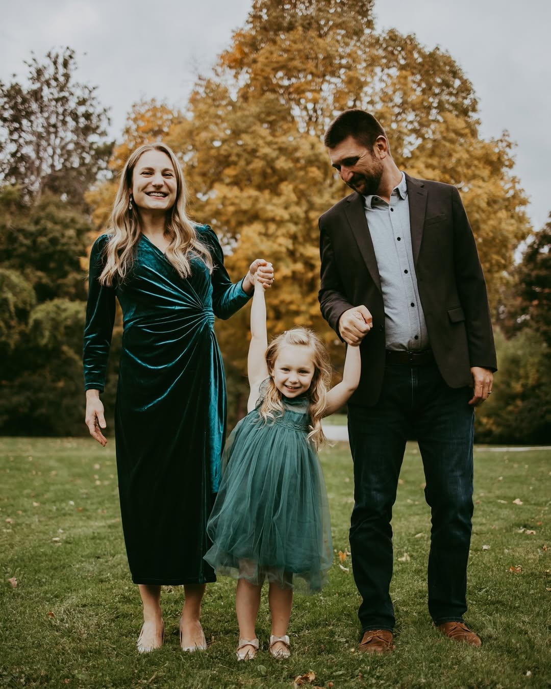 Green velvet family outfits