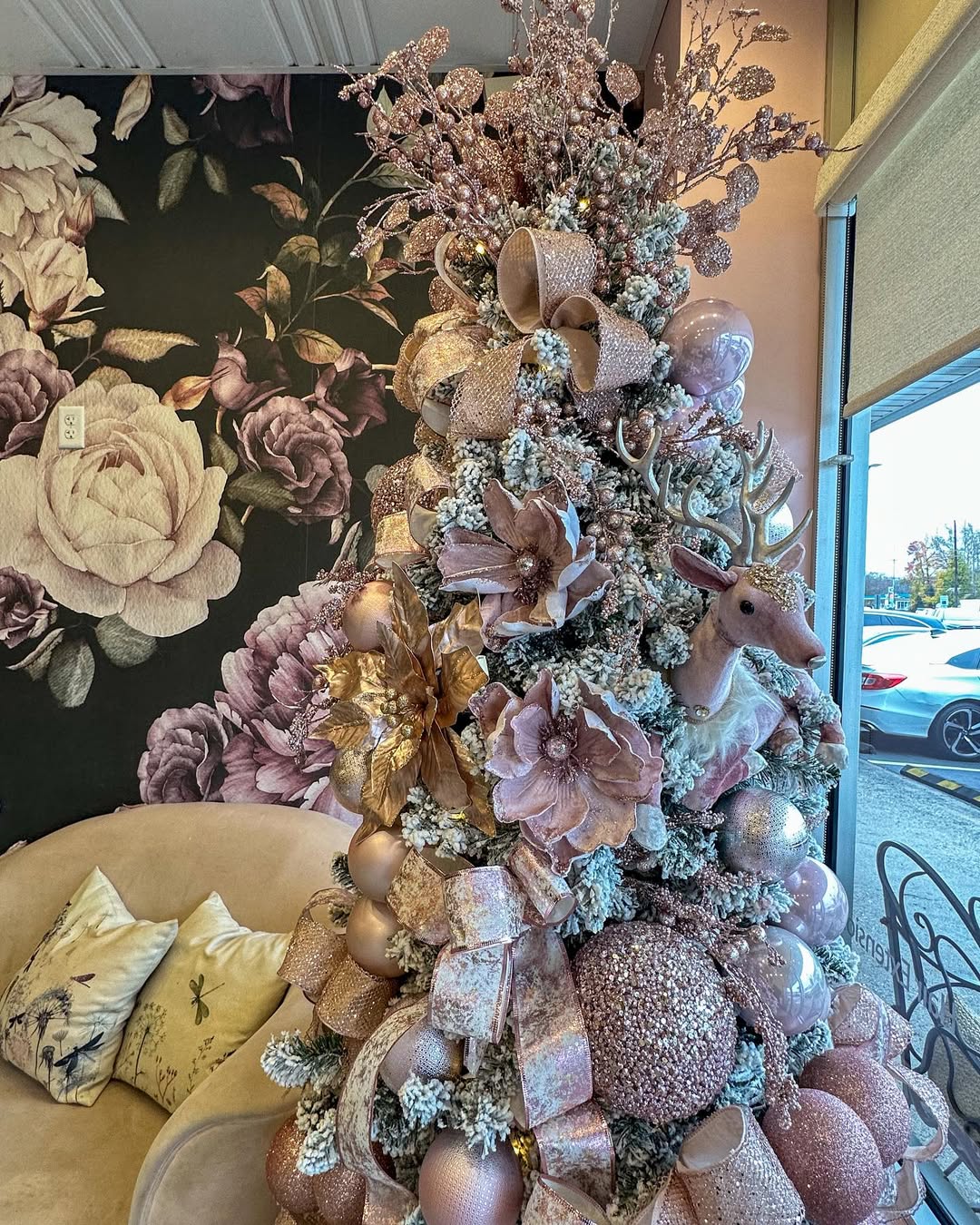 Pink Tree with Gold Stars