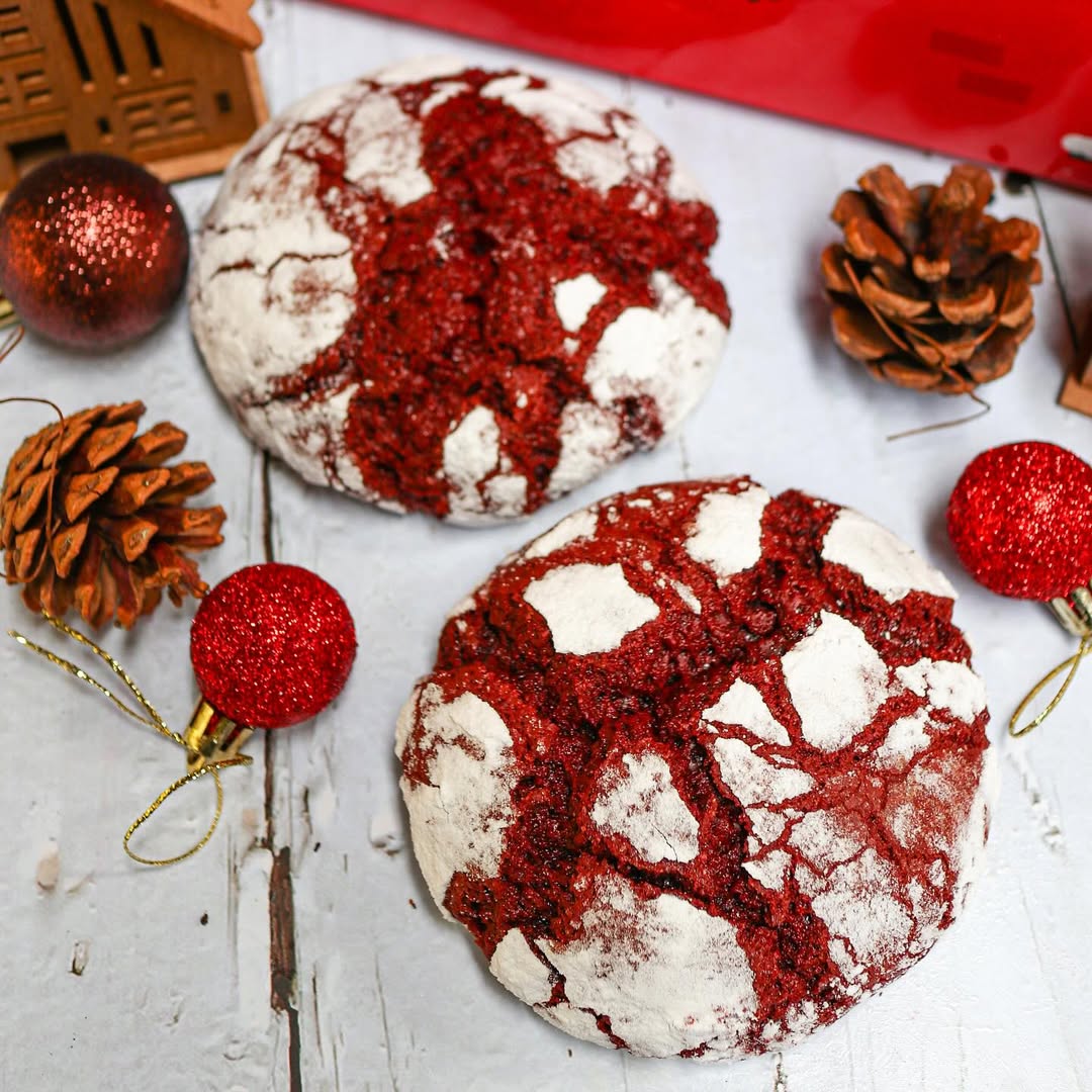 Red Velvet Crinkle Cookies