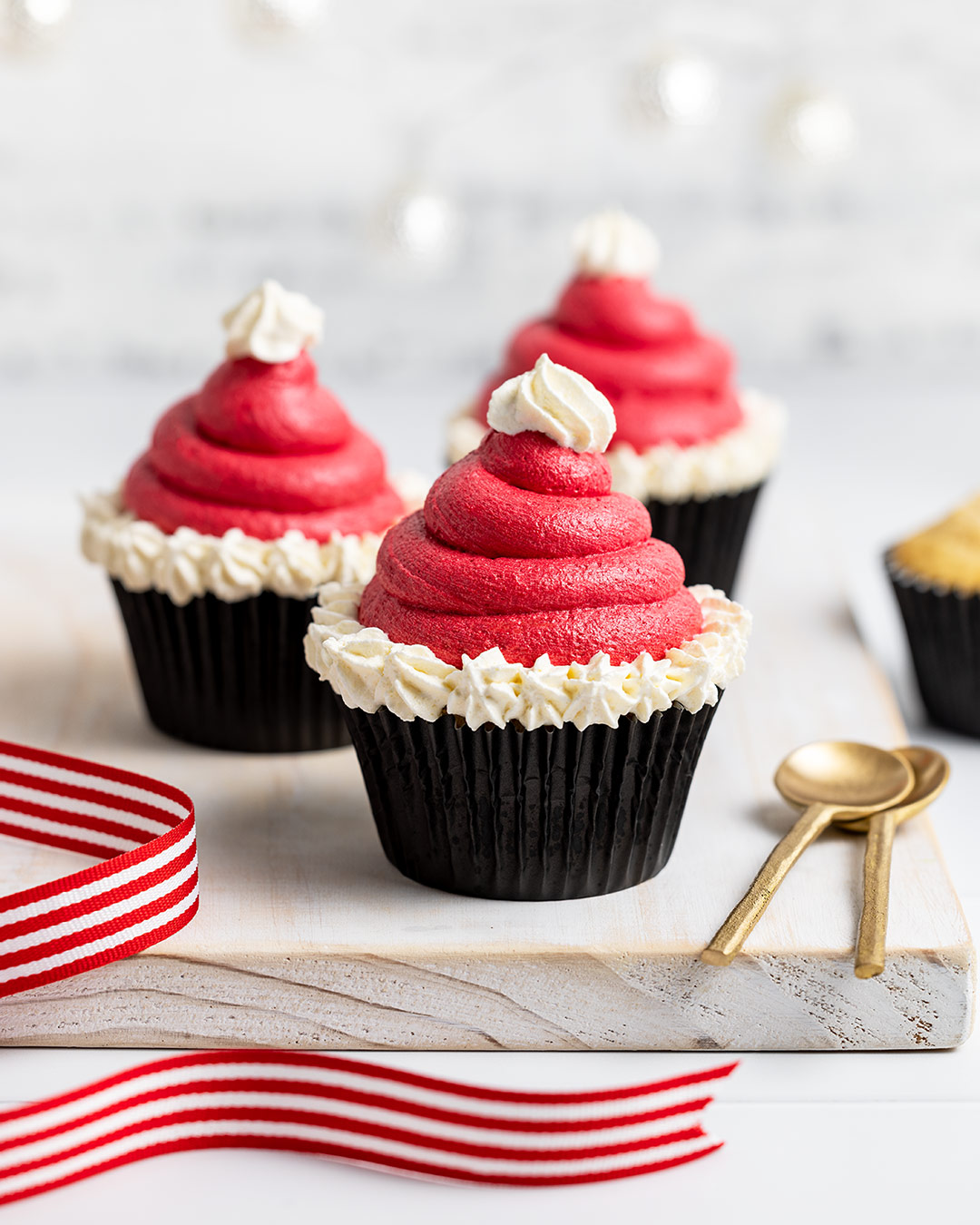 Red Velvet Santa Hat Cupcakes