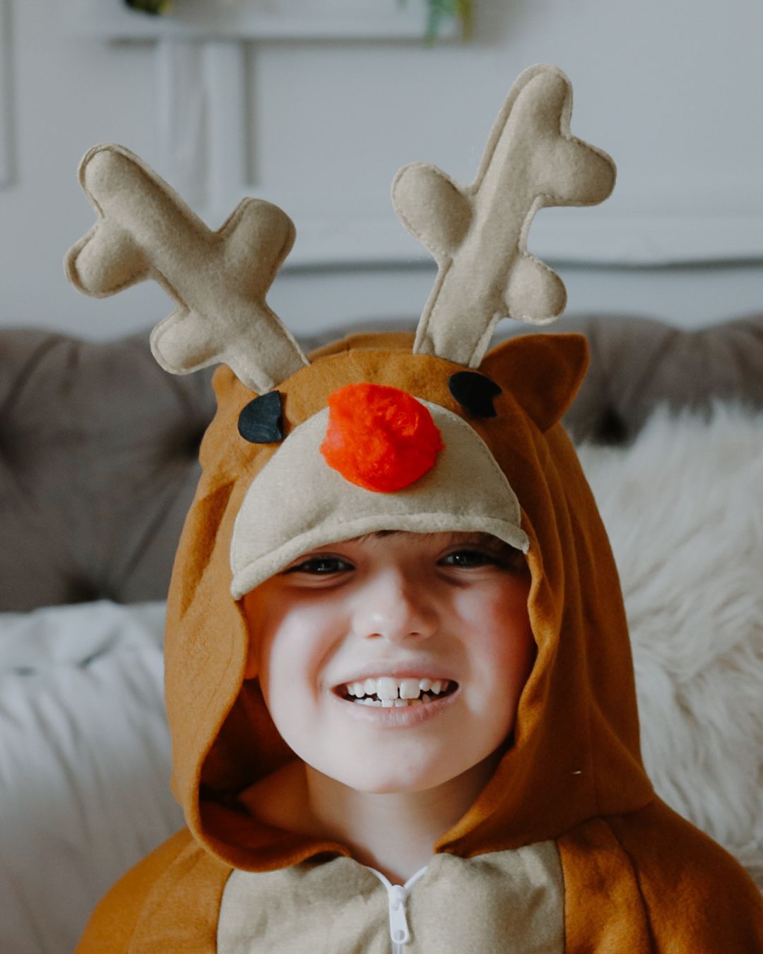 Reindeer onesie with antler hood