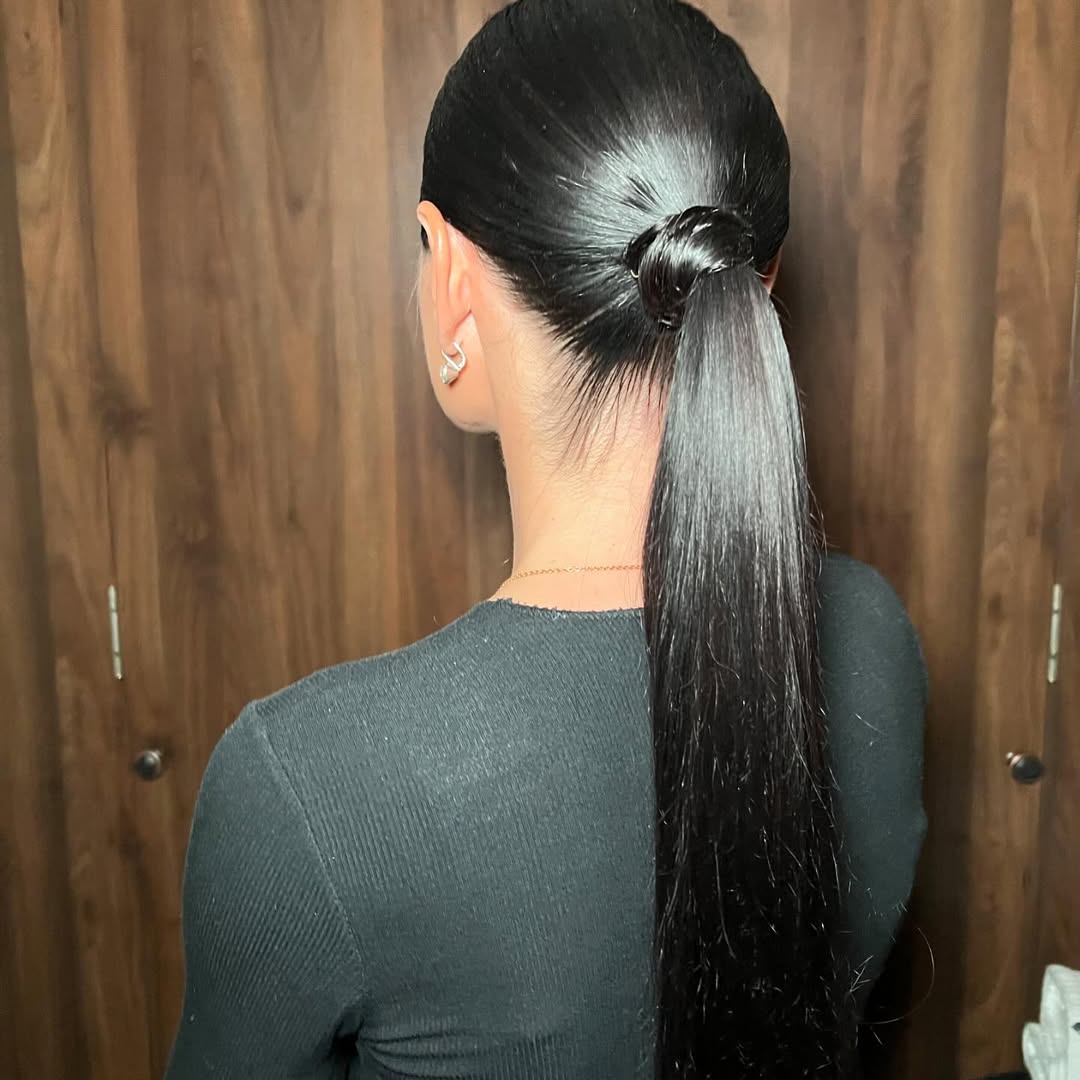 Slicked-back ponytail