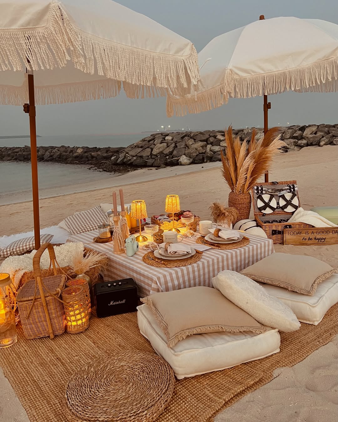 Boho Beach Picnic Setup