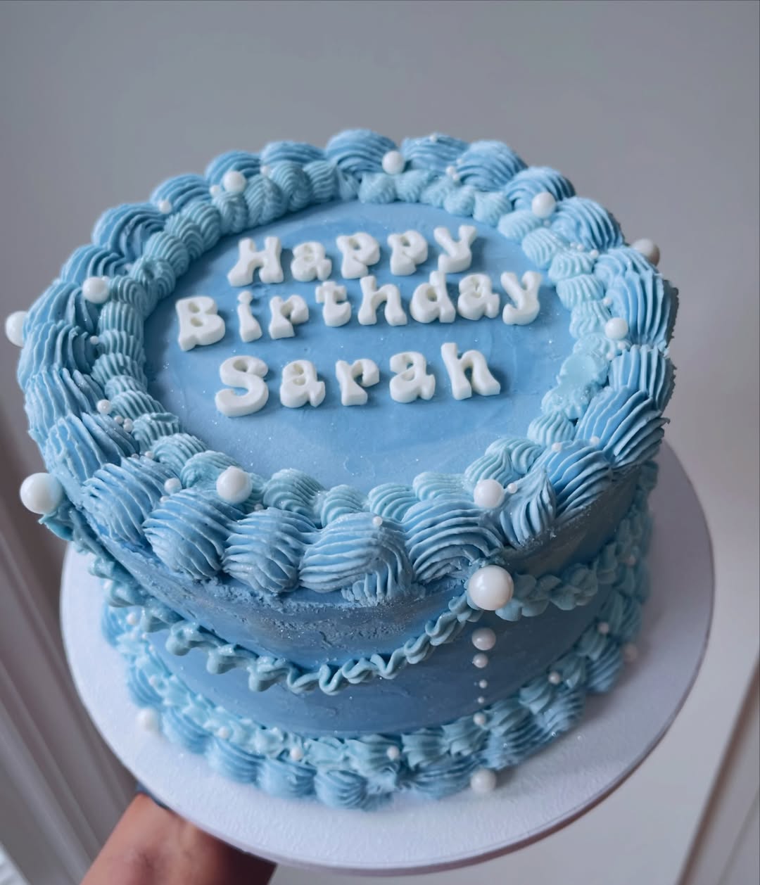 Simple Blue Cream Cake