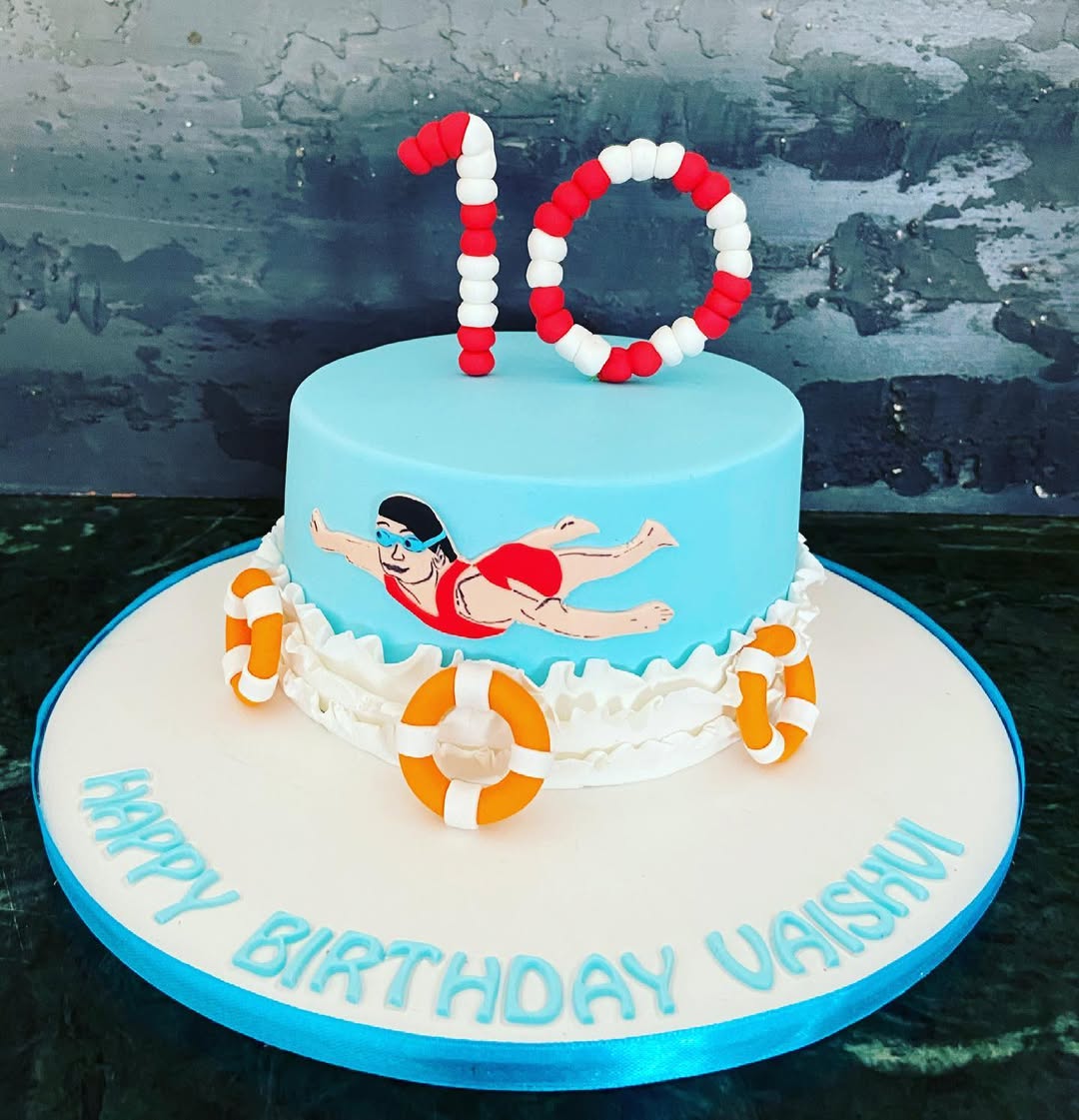 Cartoon Swimmer Cake