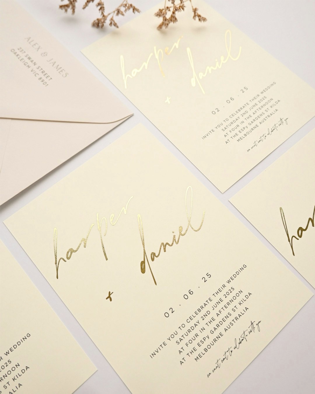 Minimalist White & Gold Invitation