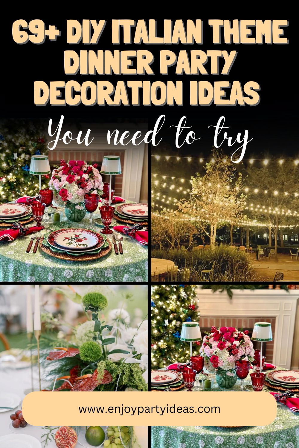 DIY Italian Theme Dinner Party Decoration Ideas