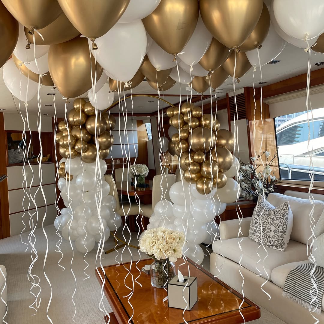 Gold and White Balloons