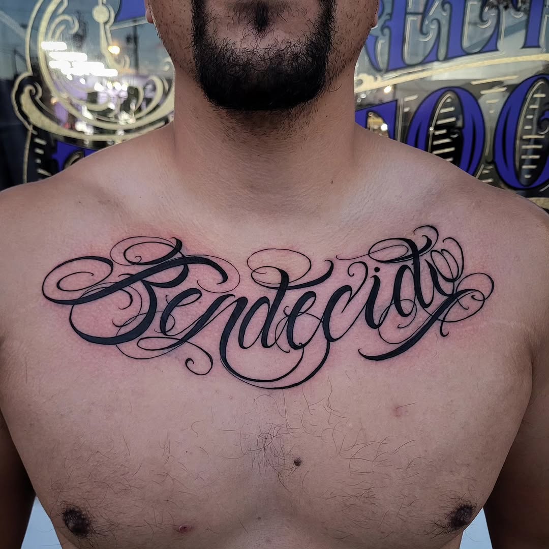 Script Chest tattoo