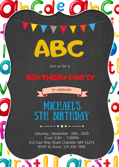 Alphabet Wall Invite