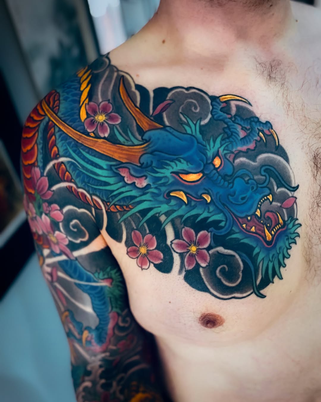 Chest Dragon Tattoo