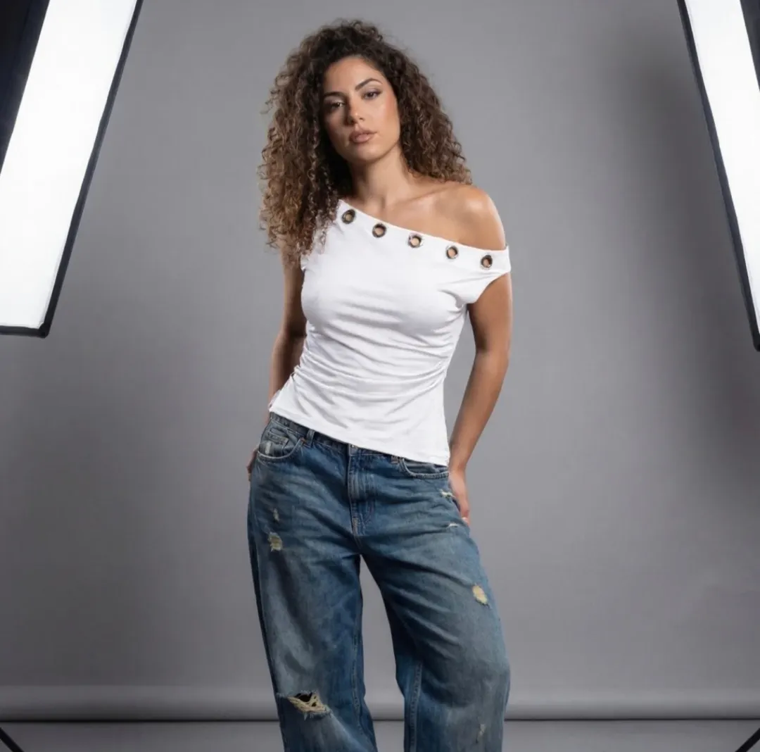 Off-Shoulder Top & Jeans