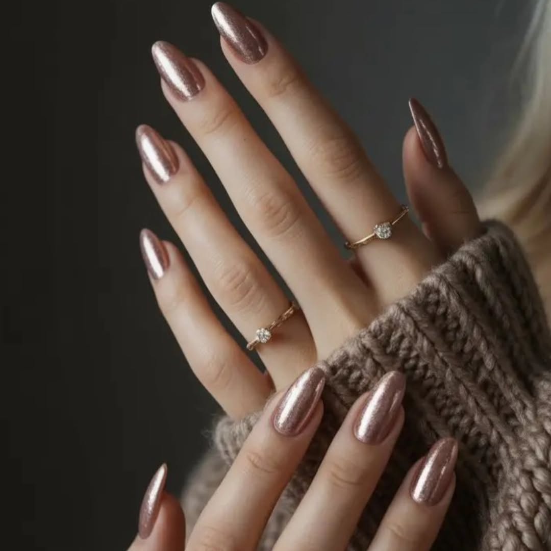 Rose Gold Chrome Nails