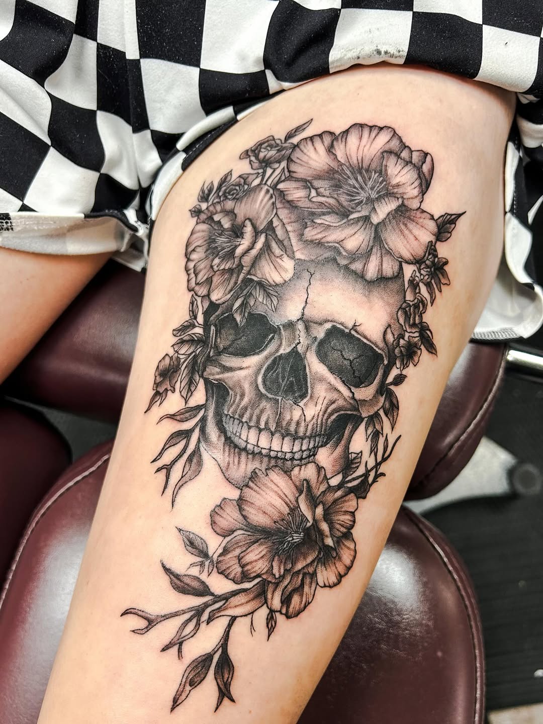 3D Skull with Flowers
