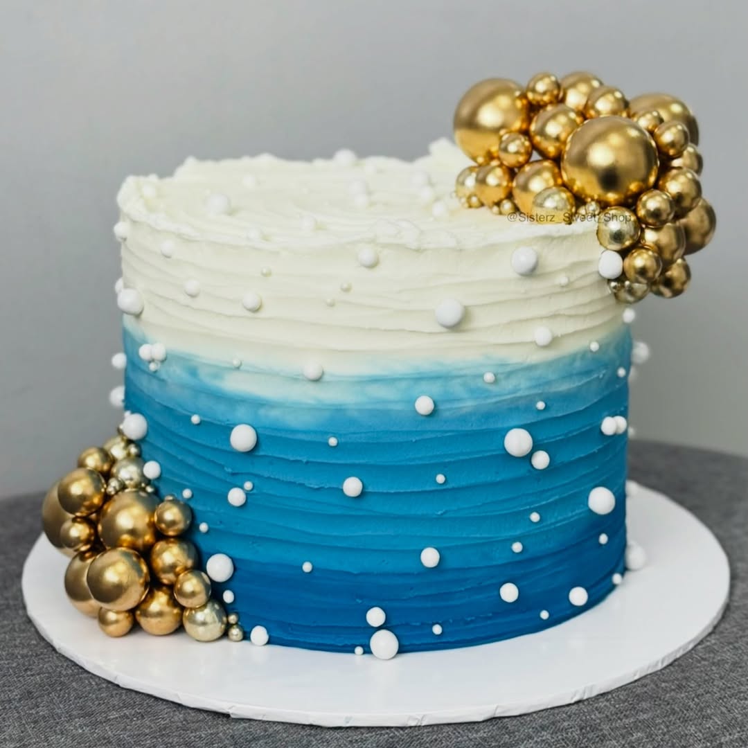 Elegant Blue Ombre Cake