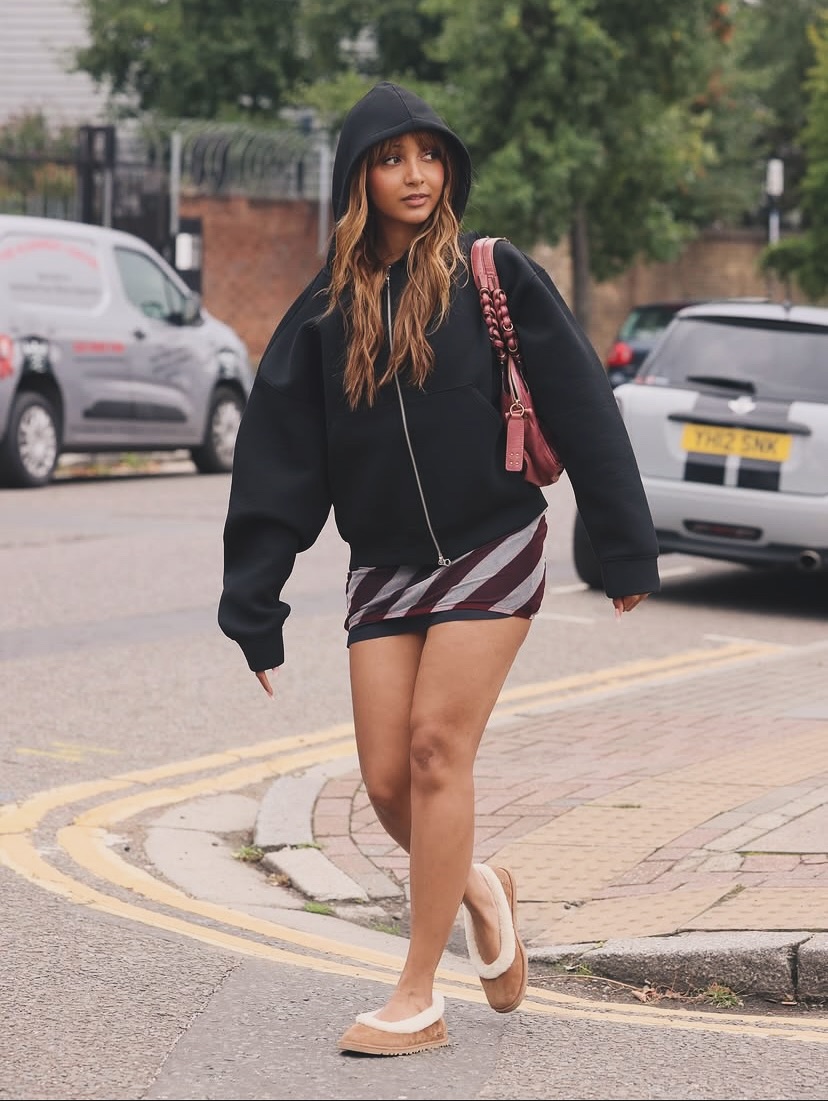 Hoodie with mini skirt