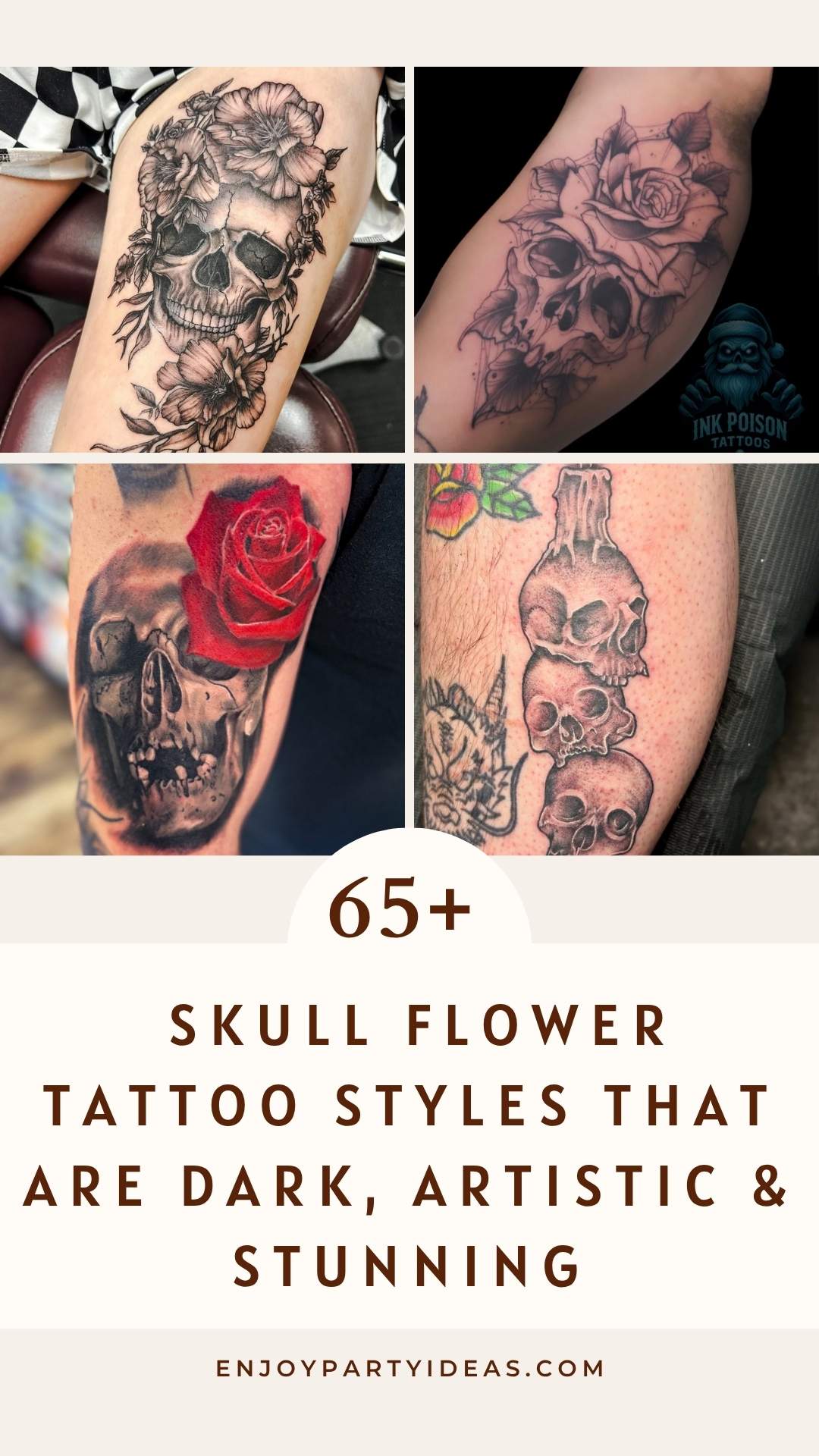 Skull Flower Tattoo Styles That Are Dark, Artistic & Stunning