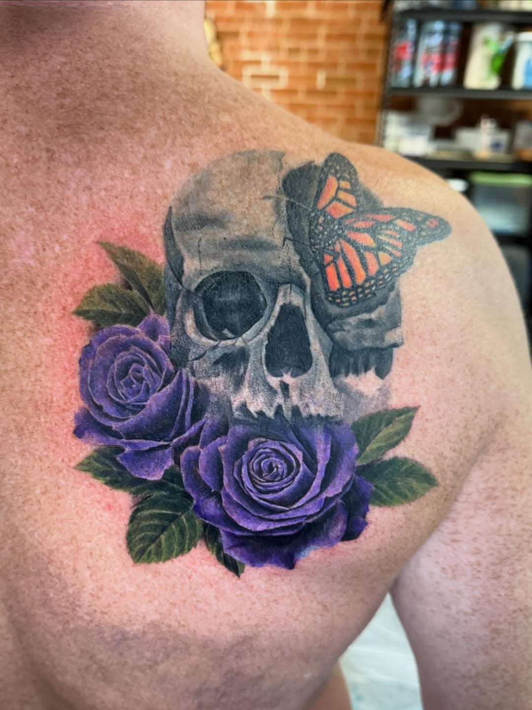 Skull with Lavender Flowers